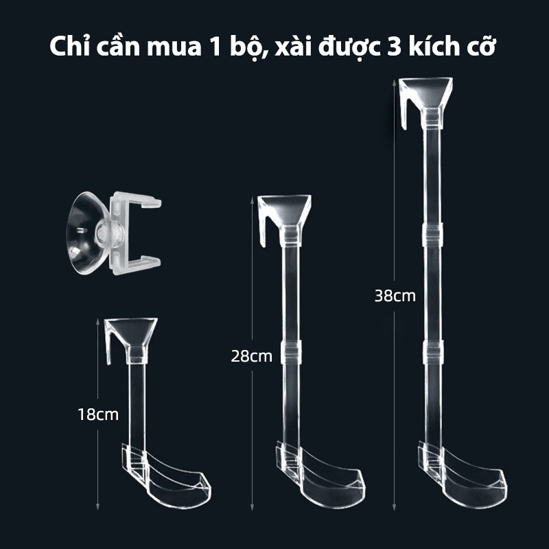 Bộ ống đựng thức ăn cho cá, tép cảnh bằng nhựa acrylic - máng trượt cho ăn