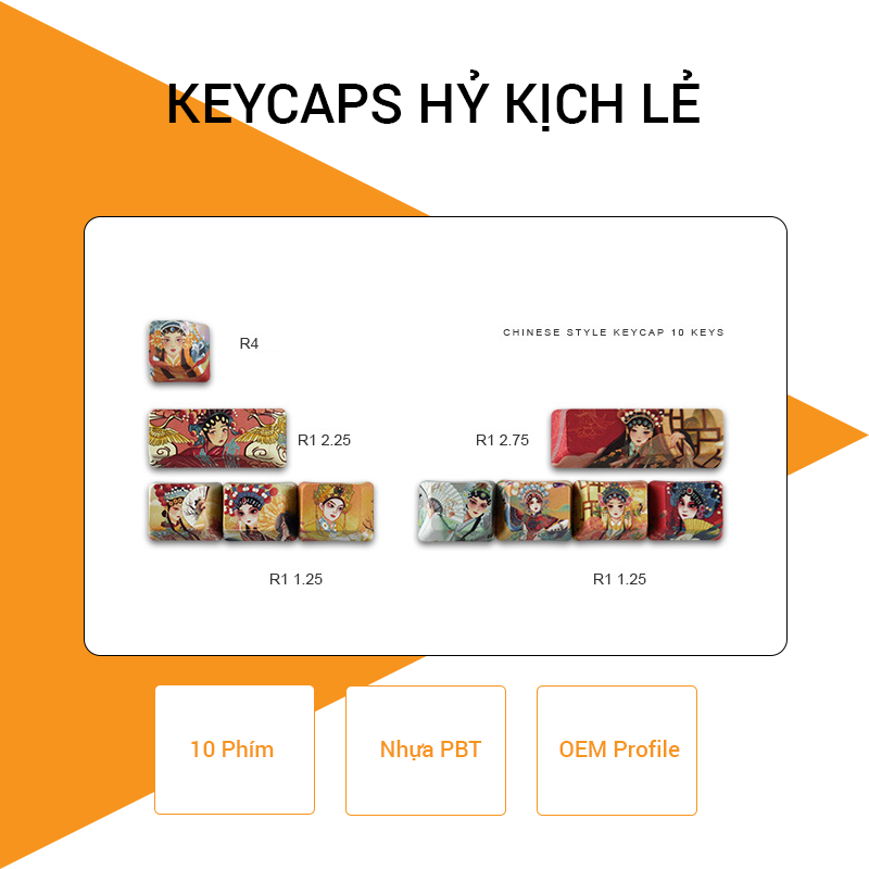 Bộ keycaps hỷ kịch phong cách 10 phím | keycaps PBT | Keycaps OEM | Keycaps bàn phím cơ