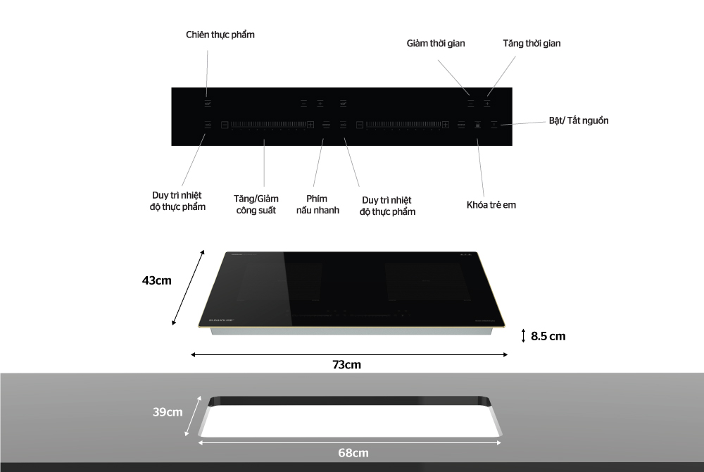 [Trả góp 0%]Bếp Từ Đôi inverter QUALITY SPAIN SUNHOUSE DI08PLUS