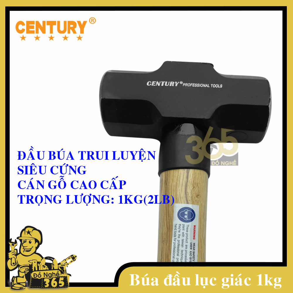 Búa đầu lục giác 1Kg (Cán gỗ) CENTURY  -