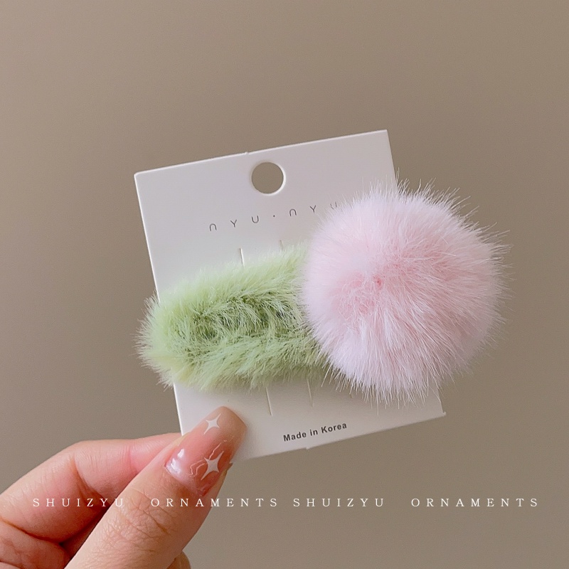 Furry Hair Ball Hair Clip, Cute Beautiful Bangs Clip