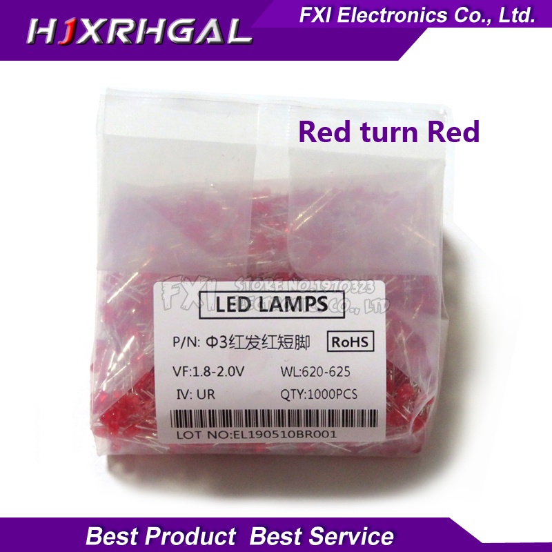 1000pcs Red light-emitting Red turn Red 3mm led new original integrated circuit