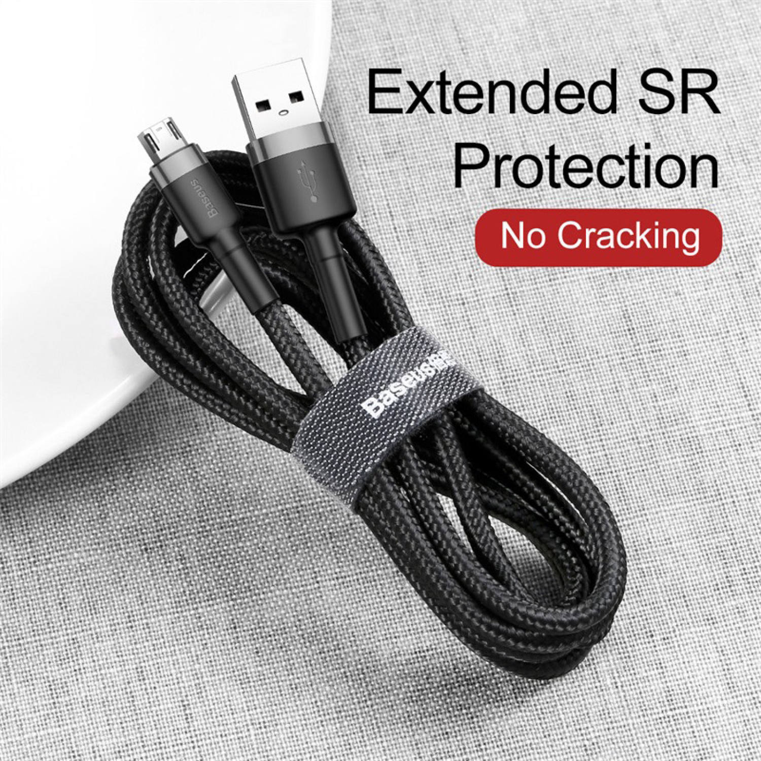 Cáp Sạc Nhanh Baseus Cafule 2.4A USB to Micro | Dây Dù Siêu Bền, Chống Đứt Gãy
