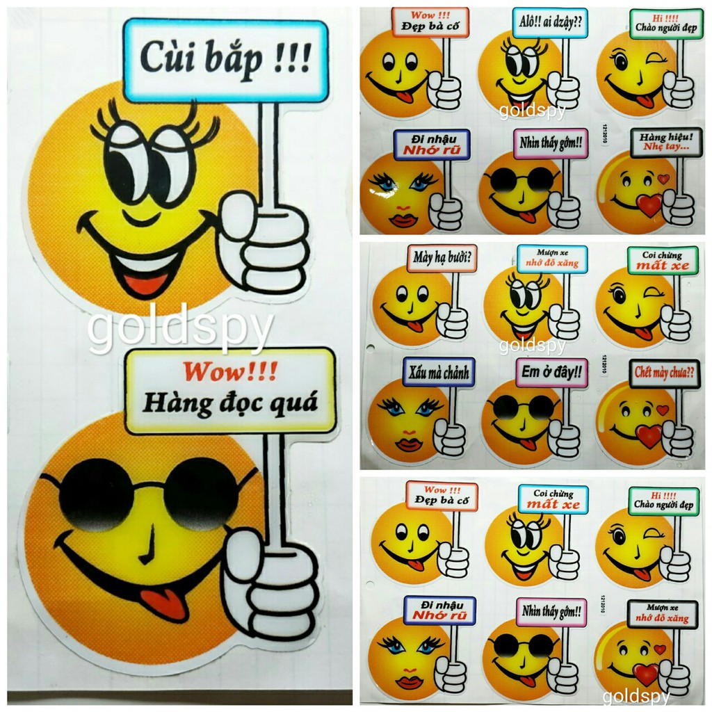 Tem Dán Xe Máy - Tem Decal 3 lớp Hình Mặt Cười CUTE ( giá 1 cái )
