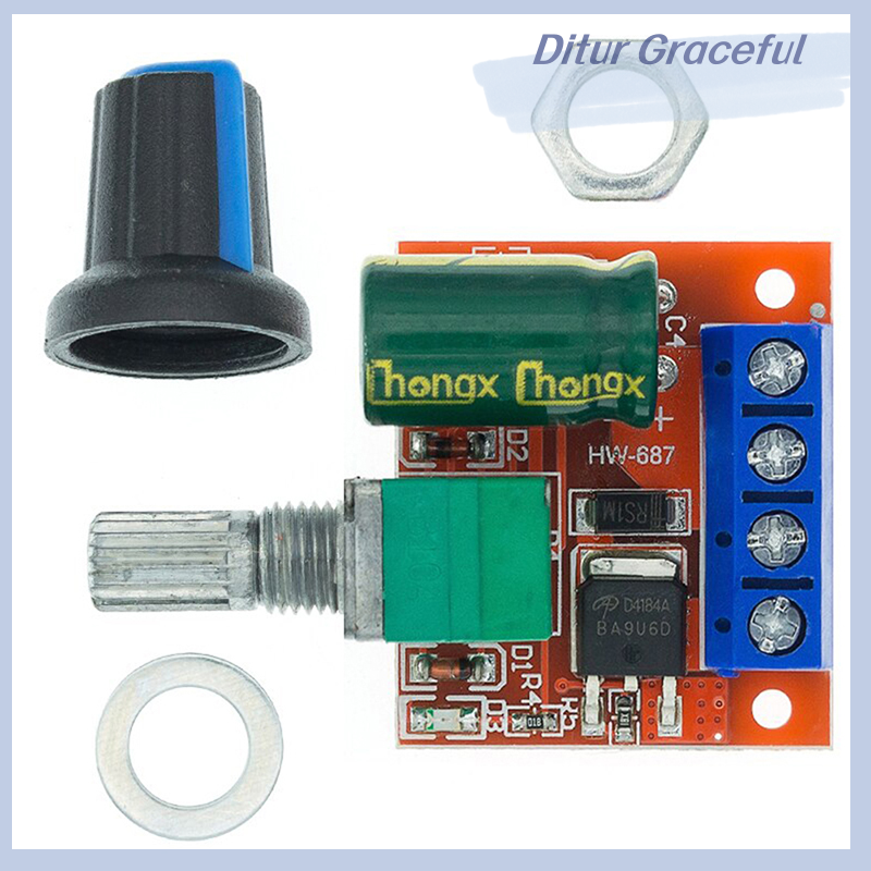Ditur Mini 5A 90W PWM DC Motor Speed Controller Module DC-DC 5V-35V Adjustable Regulator Control Governor Switch LED Dimmer