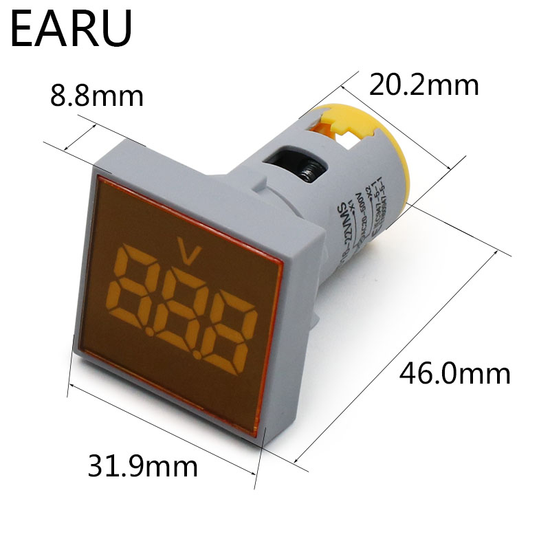 22mm Square Diy Mini Digital Voltmeter Ac 12-500v Volt Voltage Tester Meter Power Led Indicator Pilot Lamp Display. 