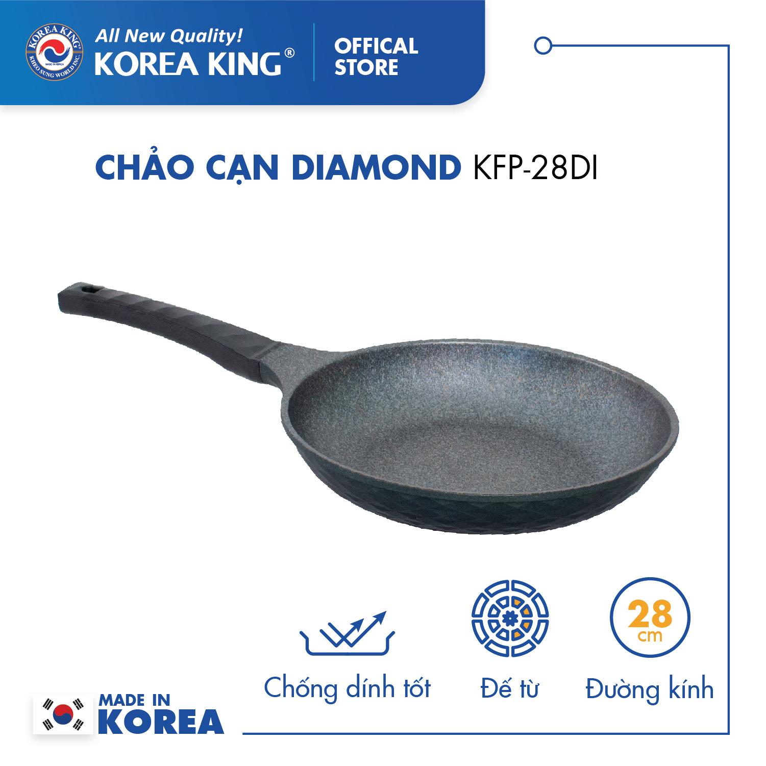 Chảo cạn Diamond Korea King KFP-28DI (đường kính 28cm) - Hàng chính hãng
