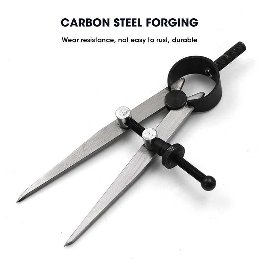 Adjustable Leather Compass Lockable Carbon Steel Divider Wing Creaser DIY Leathercraft Rotating Line Scribing Gauge Caliper Tool