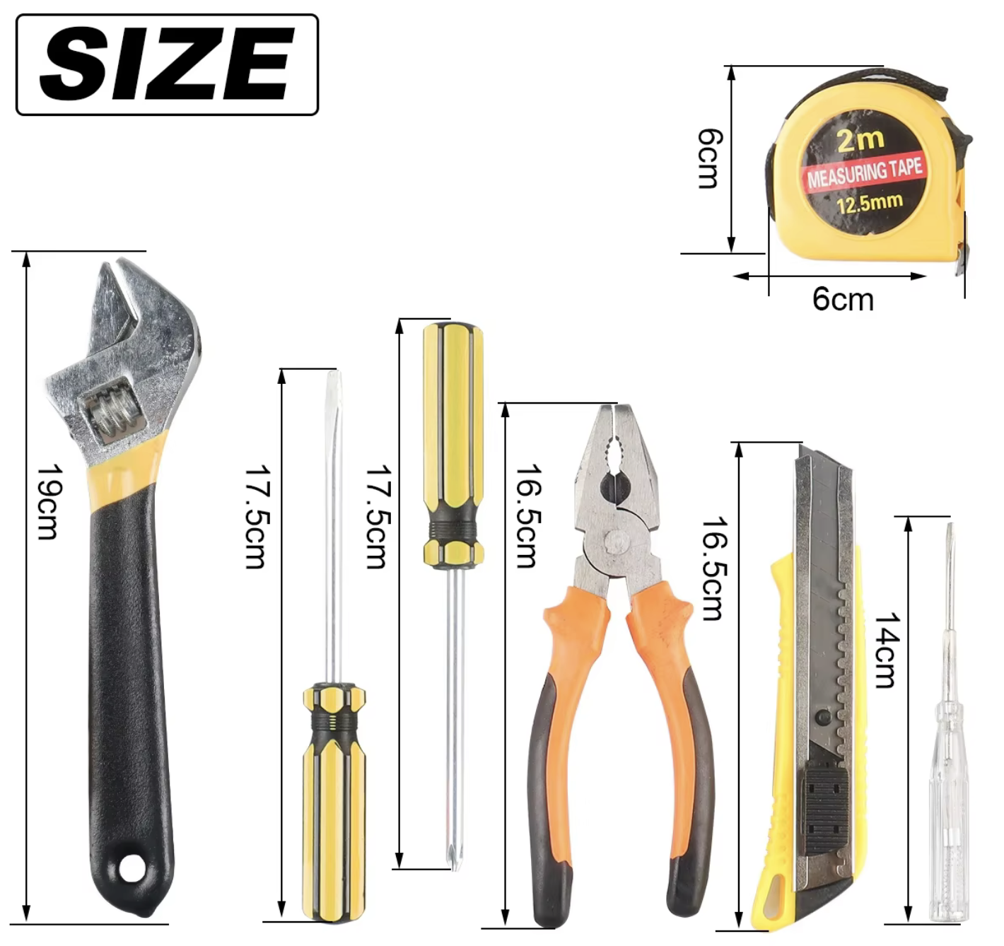 Complete 8-piece Tool Kit Professional Tool Box General Household Work Tool Box Repair Maintenance Metal Carpentry Tools. 