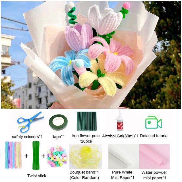 DIY Butterfly Bouquets Handmade Butterfly Flower Material Package Bouquet  with Light String Wedding Decor Gift for Girlfriend