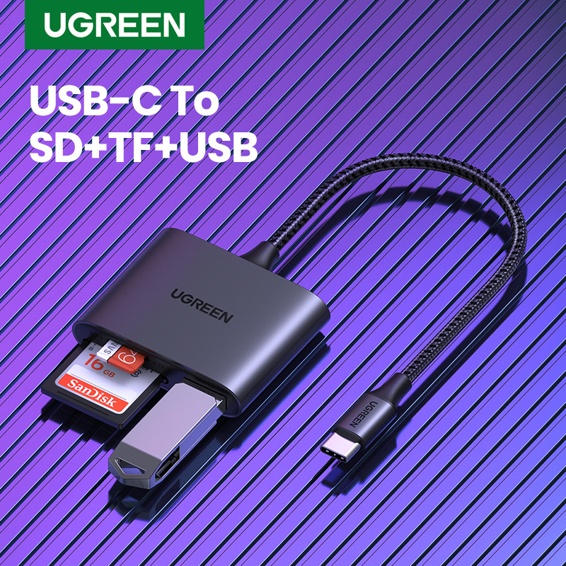 UGREEN USB C SD Card Reader 3 in 1 USB C Card Reader Adapter Type C Micro SD Memory Card Reader for TF SD SDXC SDHC MMC RS-MMC Micro SD SDXC SDHC Cards Model:80798