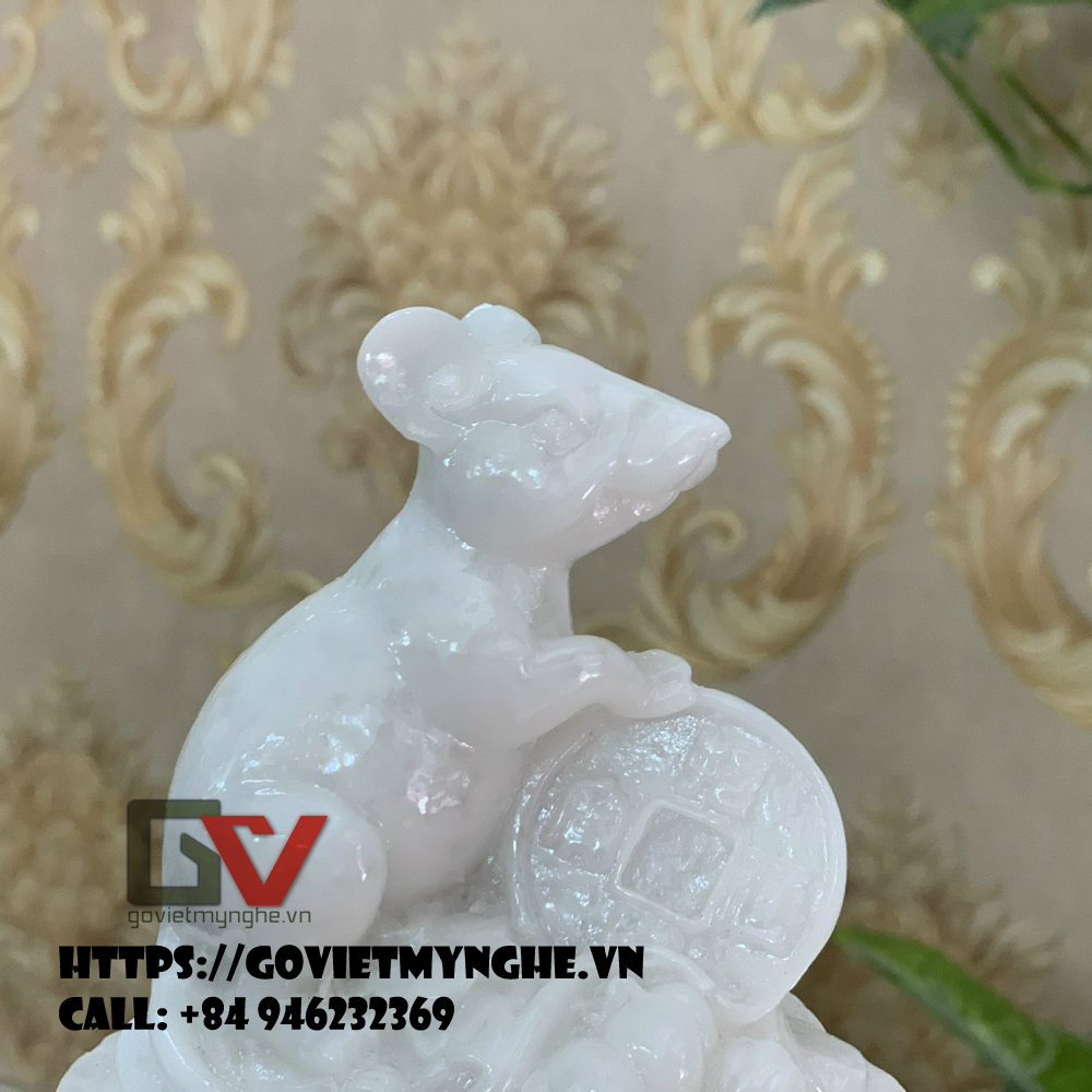[HCMC] Feng Shui mouse statue-11cm height-composite stone-aqua green