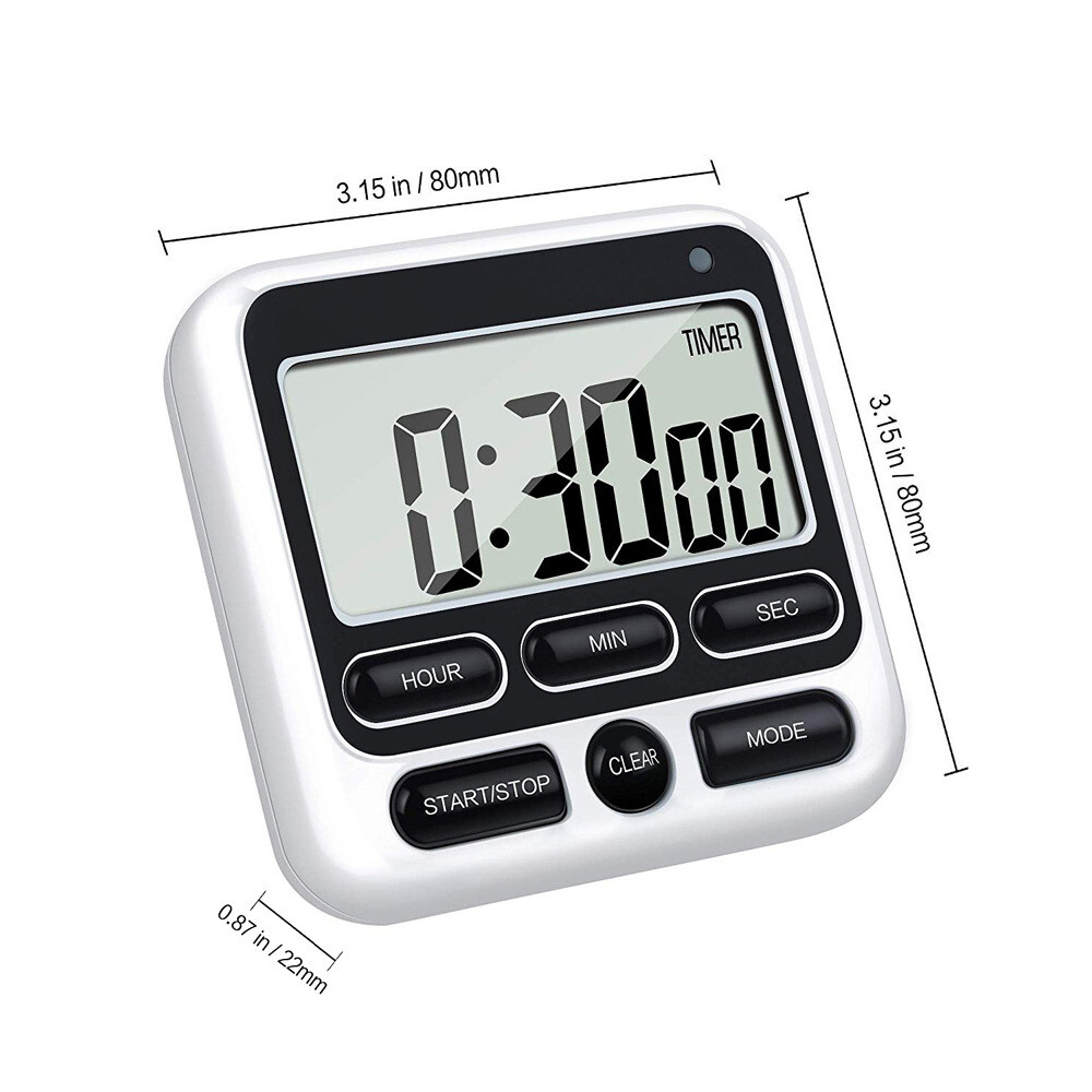 diymore slope Digital Kitchen Timer with Mute/Loud Alarm Switch ON/Off Switch 12 Hour Clock & Alarm Memory Function Count Up & Count Down for Cooking