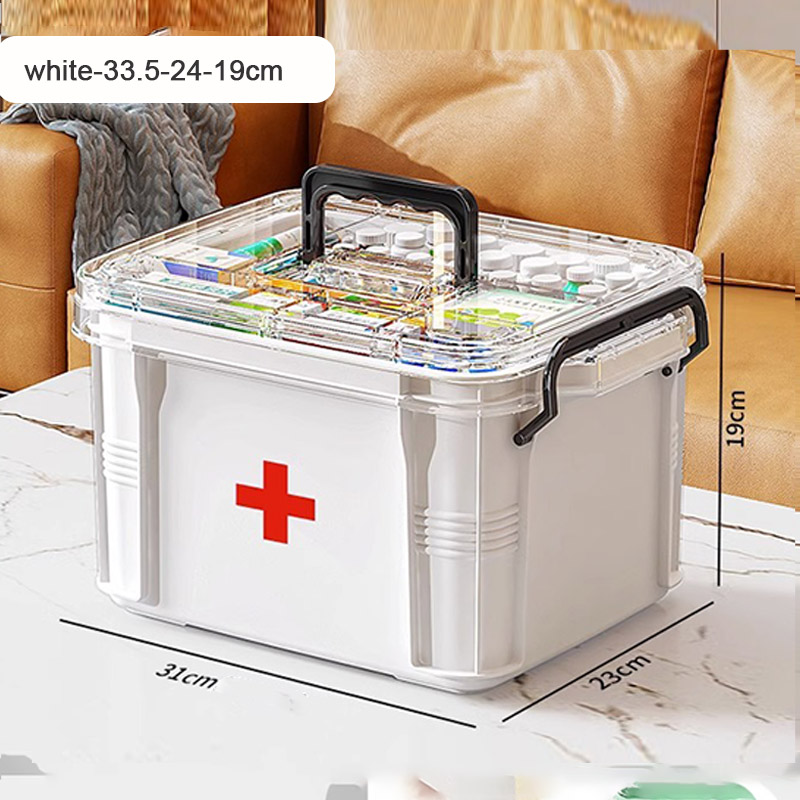 Multi layered medicine box for home use, large capacity medicine storage box, transparent large medical emergency medicine box