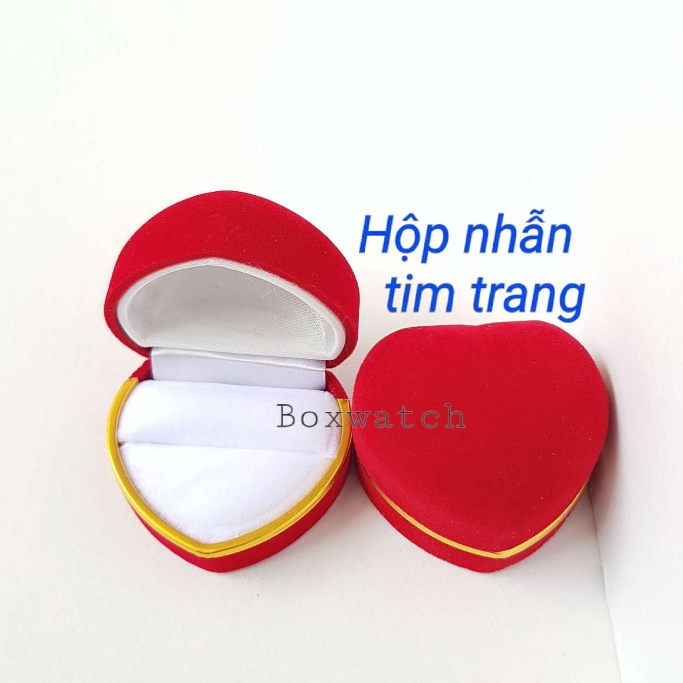 Hộp Nhẫn Hình Tim Bọc Nhung ,hop dung nhan