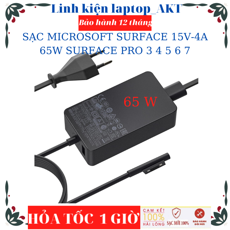 SẠC MICROSOFT SURFACE 15V-4A-65W SURFACE PRO 3 4 5 6 7 MICROSOFT SURFACE 1706 Surface Book Surface Laptop