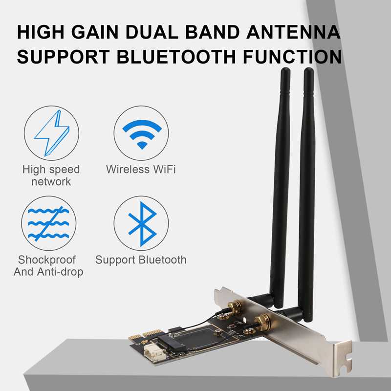 PCI-E X1 to M.2 NGFF E-Key WiFi Wireless Network Adapter Converter Card with Bluetooth for Desktop PC