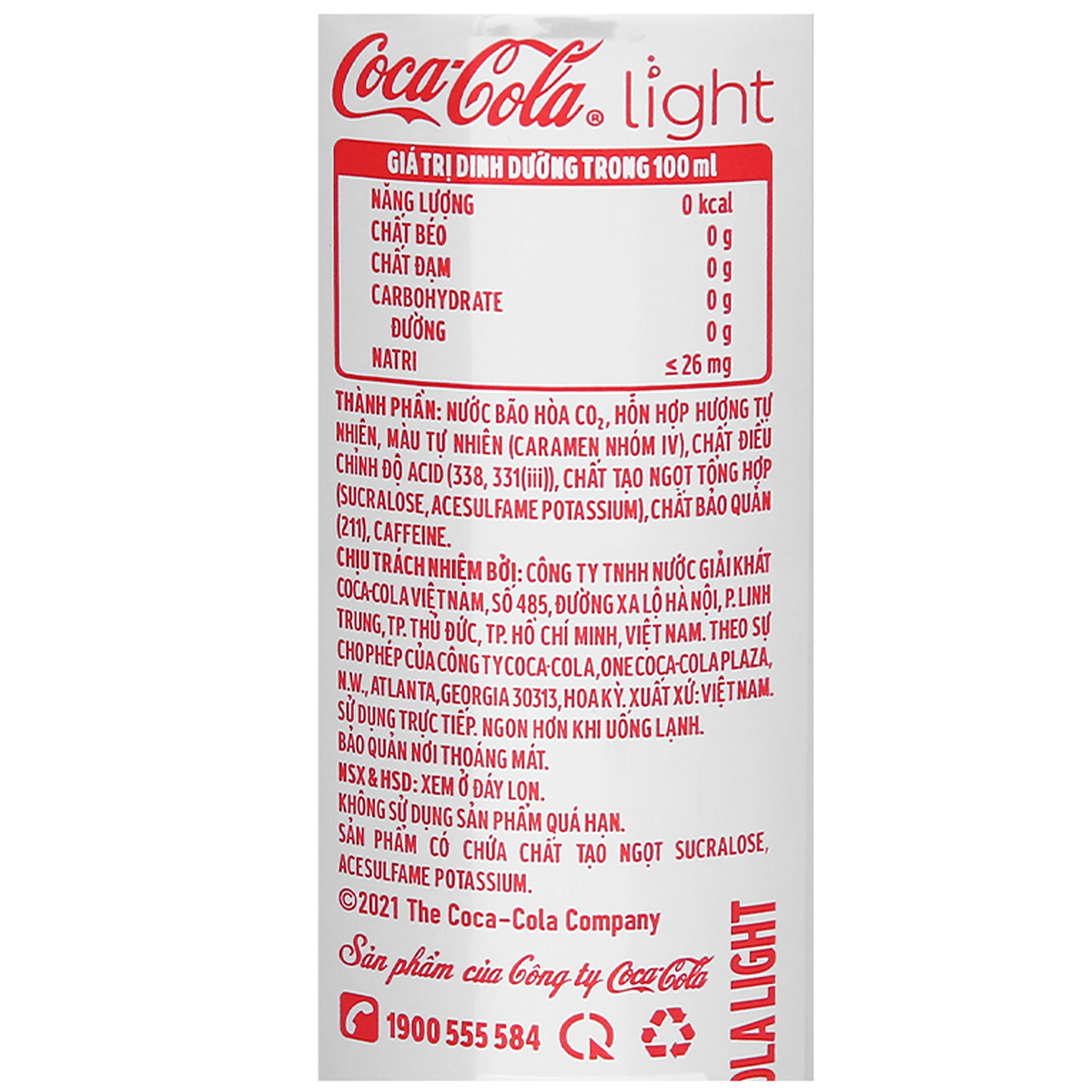 THÙNG 24 LON NƯỚC GIẢI KHÁT COCA COLA LIGHT 320ML