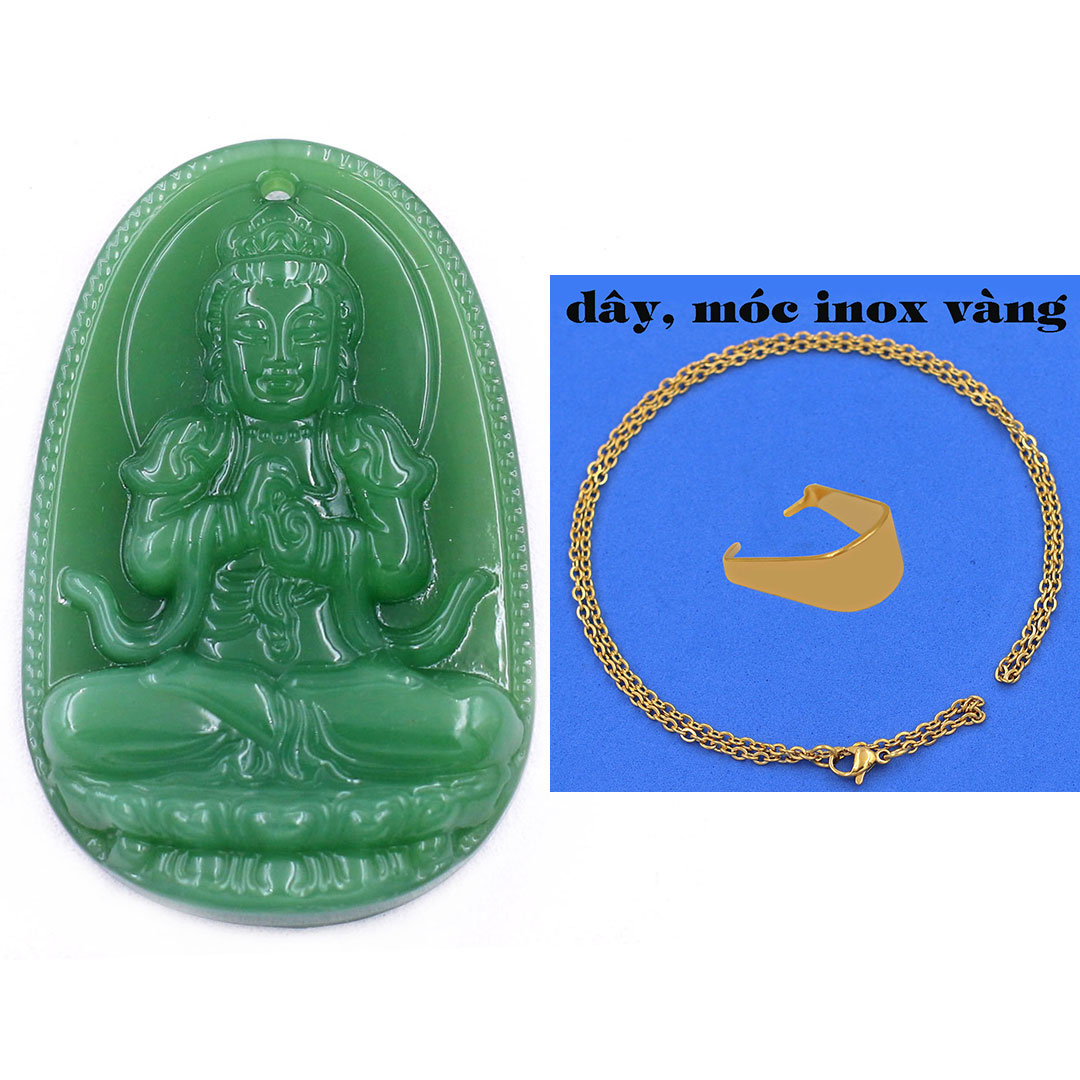 Buddha face great Japanese Tathagata quartz quartz green leaves attached necklace stainless steel-faced Buddha the par