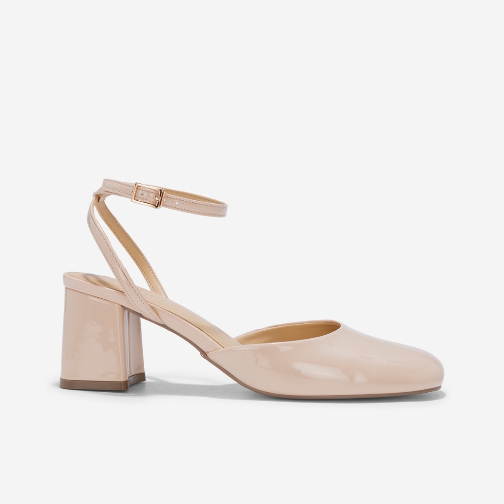 Vascara Giày Bít Mũi Tròn Block Heel Phối Ankle Strap - BMN 0657