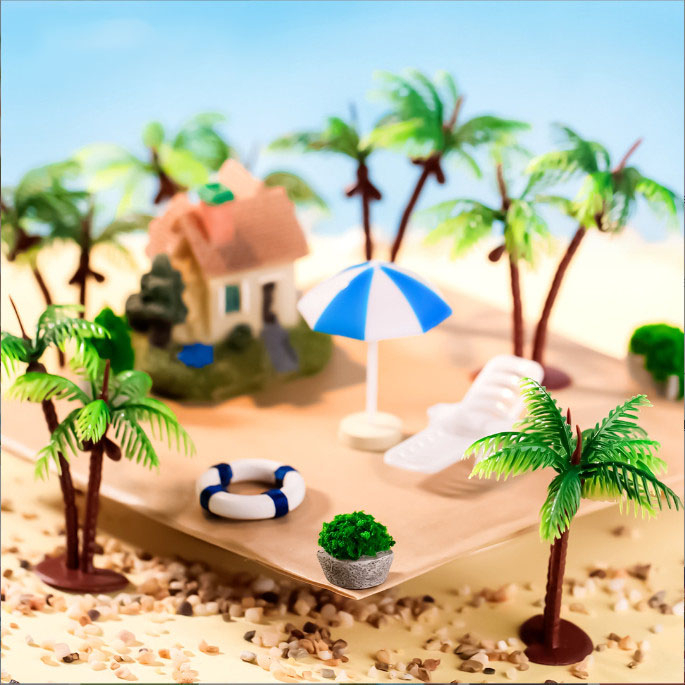 Mô hình cây dừa đôi trang trí terrarium, decor tiểu cảnh mini