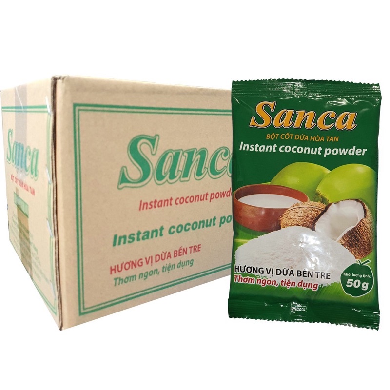 1 lốc (10 gói) Bột cốt dừa Sanca 50g