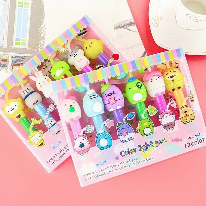 Set gồm 6 cây dạ quang đầu thú 12 màu