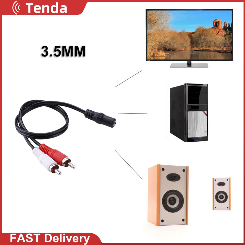 Converter Adapter Cable 3.5mm Female Stereo To 2-RCA Male Plug Audio Connection Cable Accessories for DVD TV VCD Active Speaker