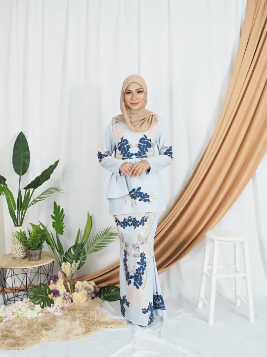 New Arrival Baju Kurung Floral Printed Nuris Women Dress Plus Size Lazada Singapore