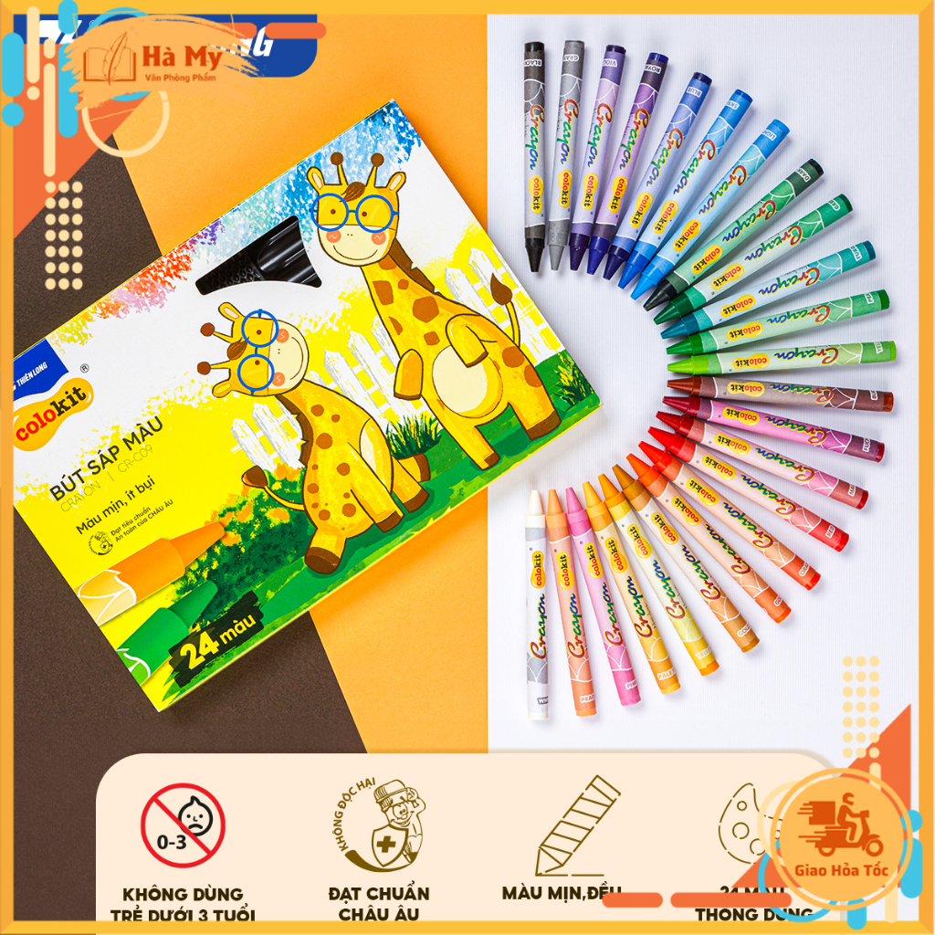 (1 Hộp) Bút sáp 24 màu Colokit Thiên Long CR-C09