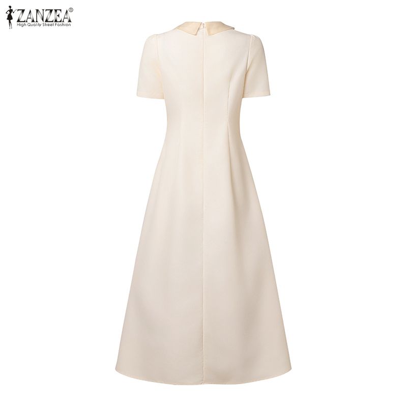 ZANZEA%20Korean%20Style%20Women%20Elegant%20Party%20Short%20Sleeve%20Midi%20Dresses%20Doll%20Neck%20Floral%20Print%20A-Line%20Dress%20#1229%20-%20Image%206
