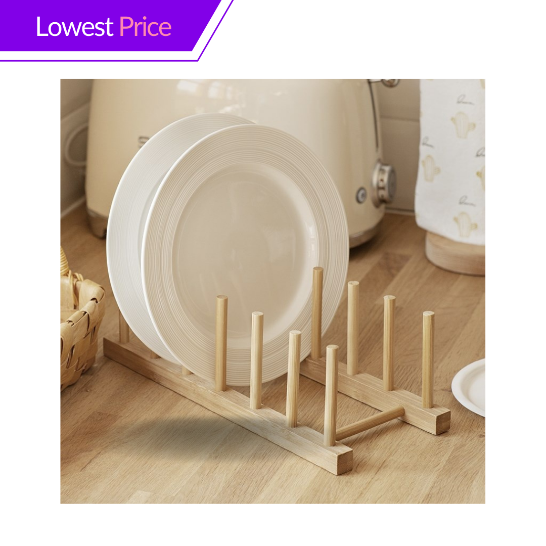 SAVVYLIFE Solid Wood Bamboo Plate Racks Multipurpose Shelves Drainboard