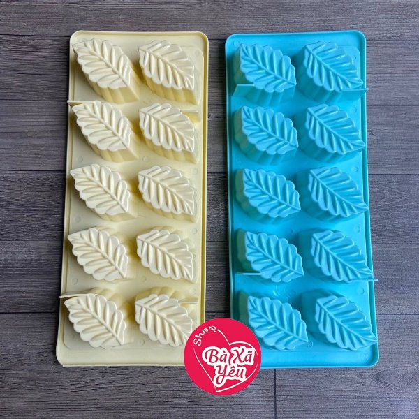 Combo 5 khuôn rau câu, thạch phô mai, đá hình chiếc lá 10 ô