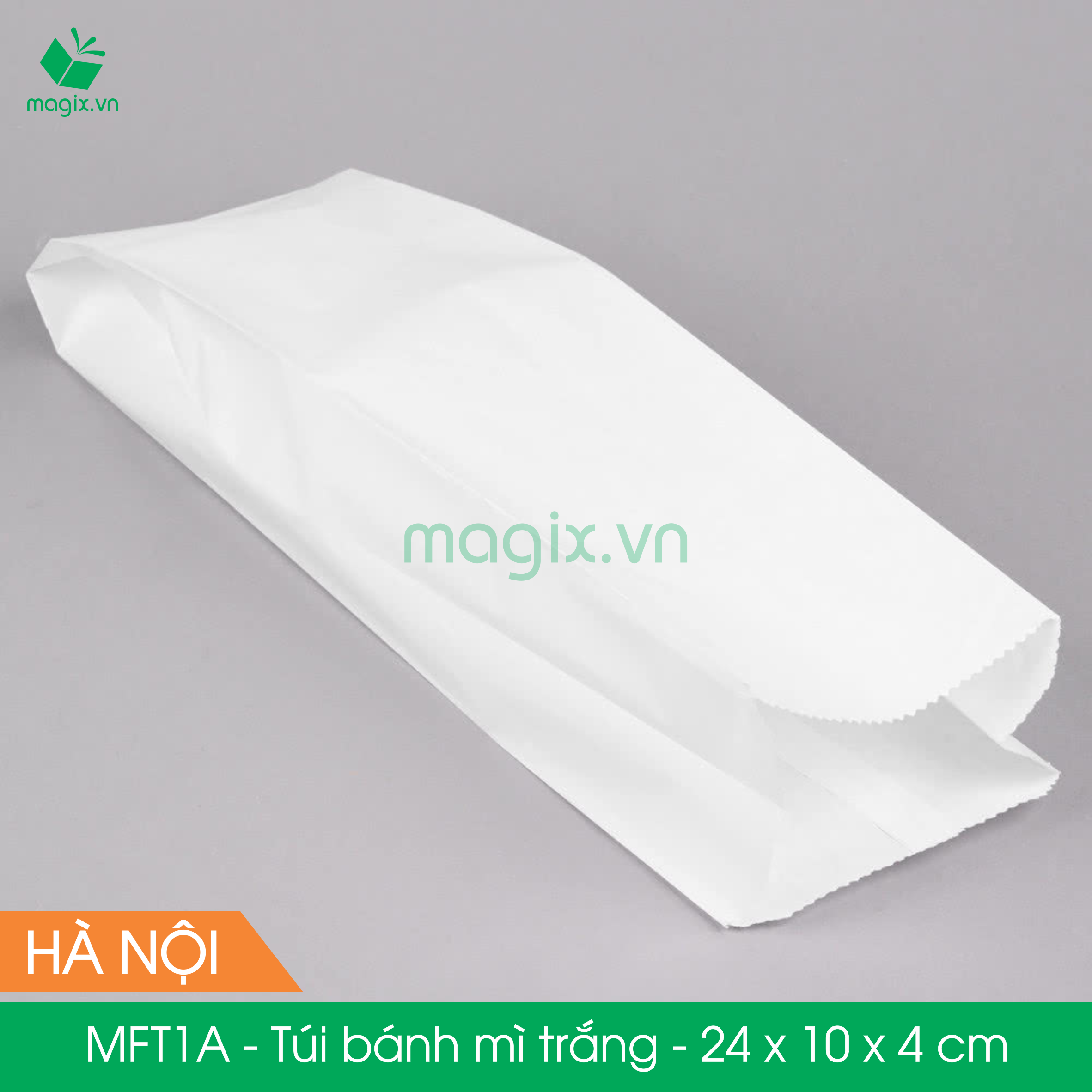 Mft1a - 24x10x4cm - 100 túi giấy bánh mì trắng