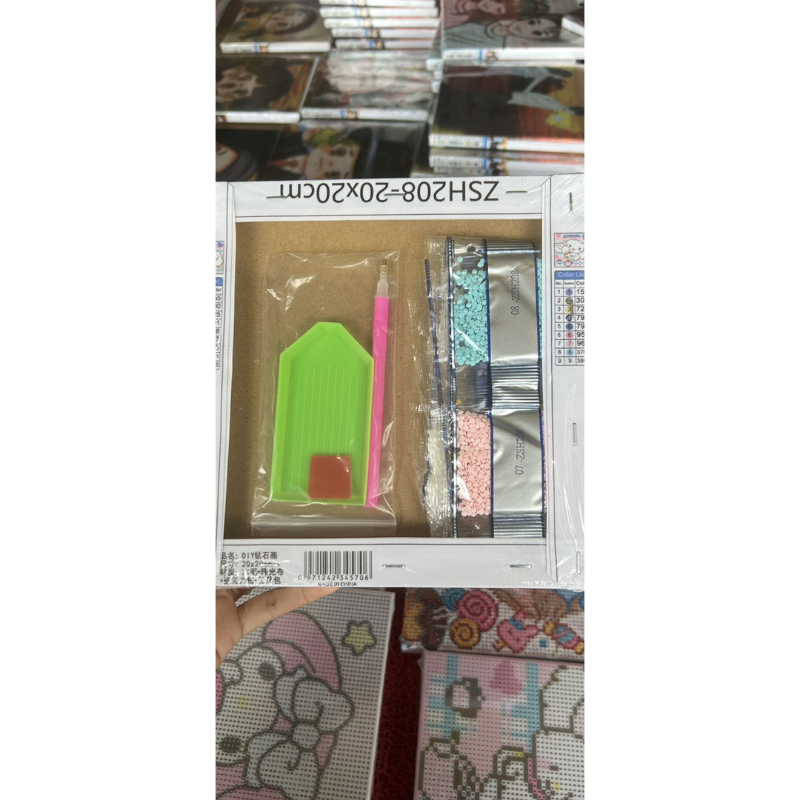 tranh đính đá cặp đôi size 20x20cm khung gỗ căng sẵn