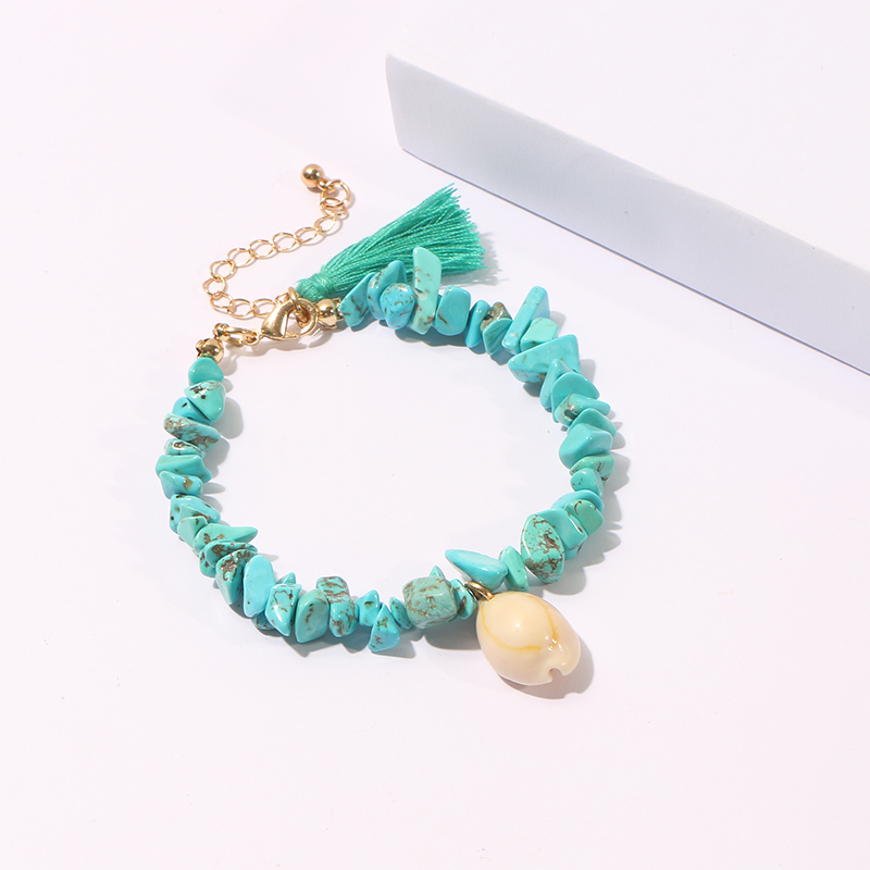 KOMi Multi-color Sea Shell Pearl Coral Turquoises Beaded Ribbon Charm ...