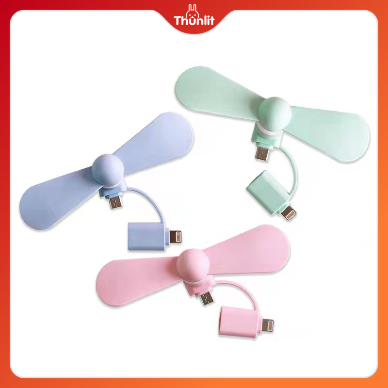 Quạt điện thoại di động mini cầm tay Thunlit 2 in 1 cho Type-C&iPhone&Android
