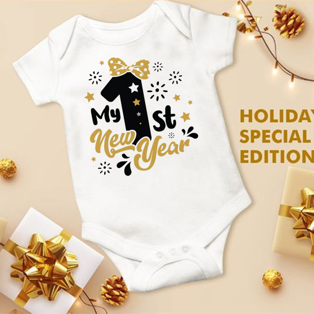 My First New Year Baby Bodysuit Infant Romper Outfit Toddler Jumpsuit Boys  Girls Clothes Newbron Holiday Shower Gift