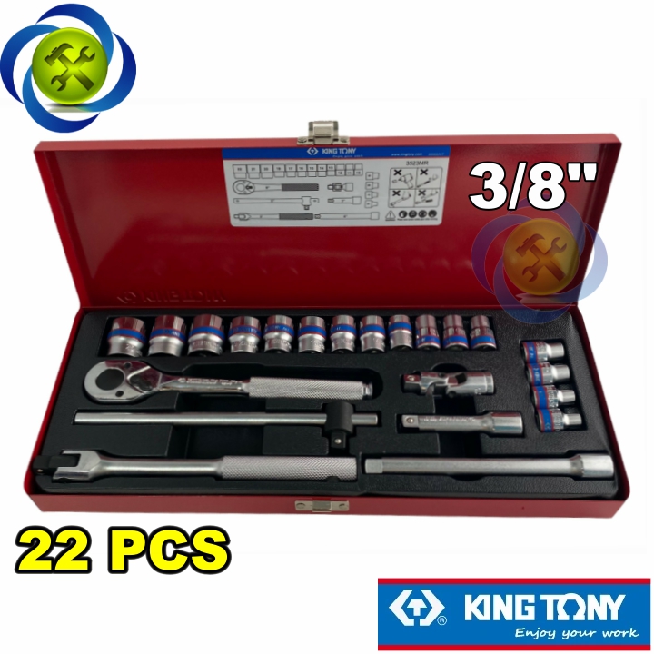 Bộ tuýp 3/8 kingtony 3523mr 22 chi tiết 6 cạnh