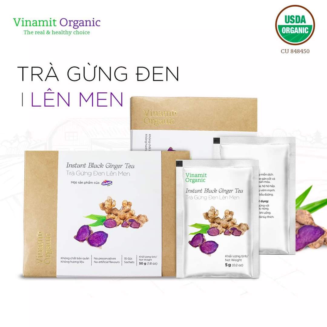 Trà Gừng Đen Lên Men VINAMIT Hộp giấy(10 gói/20 gói)