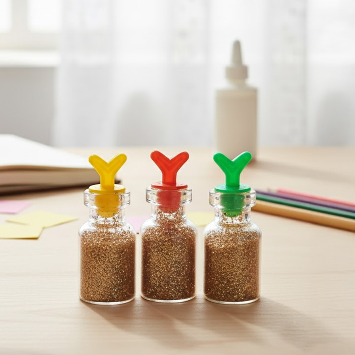 Glitter 3 Pieces bottles for Crafting- Golden Colour