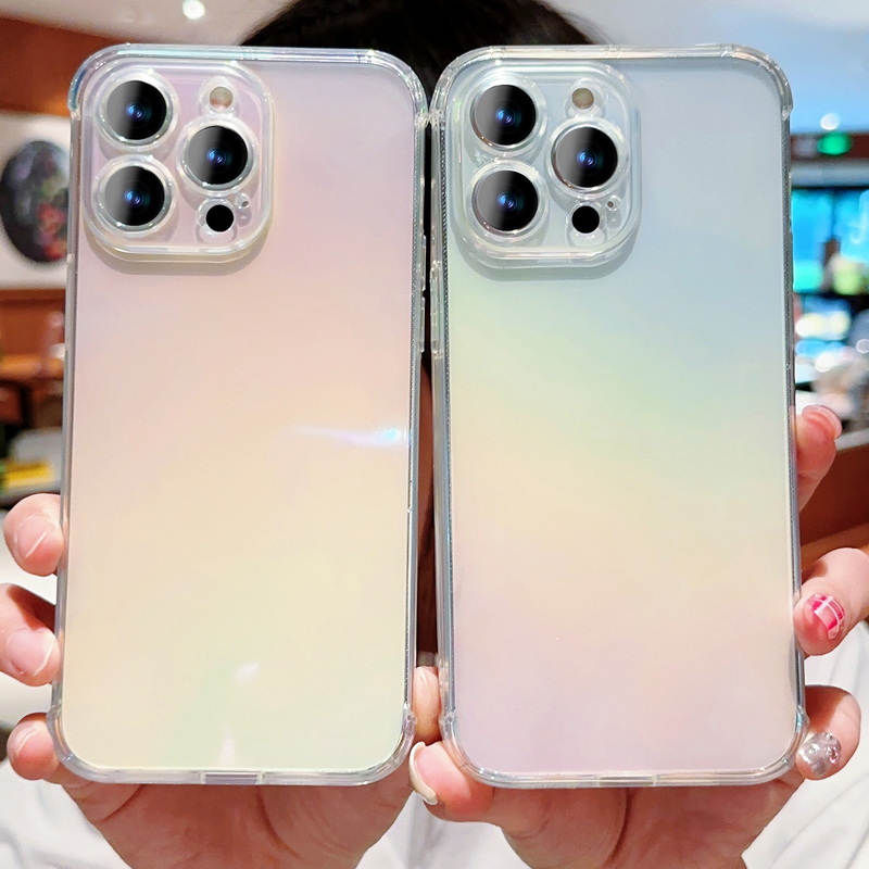 ALIGO Camera Protection Shockproof Clear Phone Case Cover Blue Light Gradient For iPhone 15 Plus 14 13 12 Pro Max fori iPhone 11