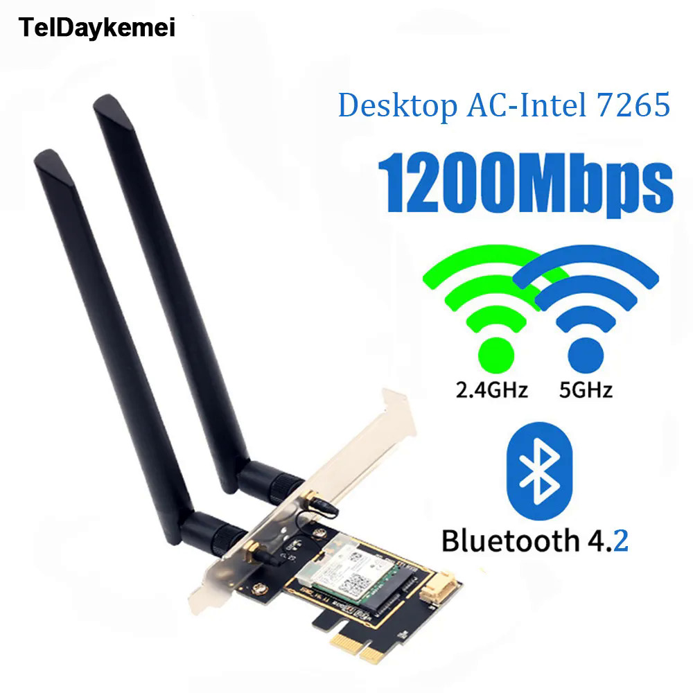 1200mbps bluetooth 4.2 pci express wifi adapter 2.4g5g dual band in 7265 wireless pci-e card for desktop pc