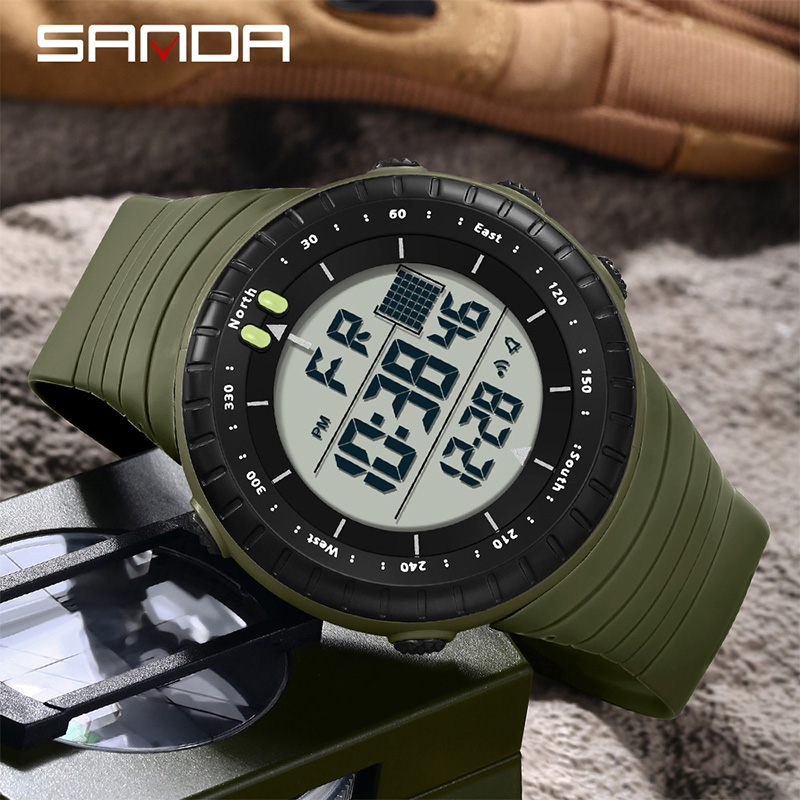Sanda Classic Style Large Screen Sports Multi functional Trendy Waterproof Night Light LED Men's Watch SD6256-3.