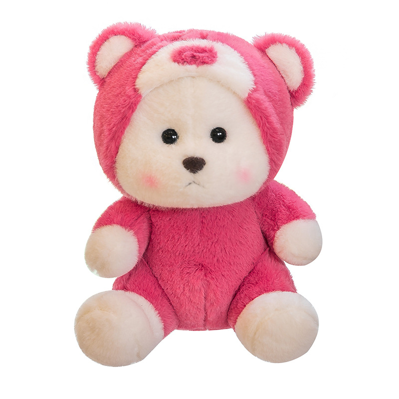 IP Lena Bear plush toy cross-dressing bear plush toy transforms into strawberry bear Stitch sleeping pillow birthday gift