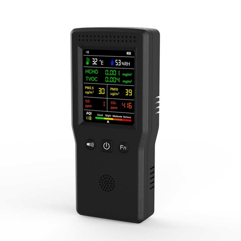 9 in 1 air quality detector lcd display pm2.5 pm10 hcho tvoc co co2 aqi temperature humidity air quality monitor