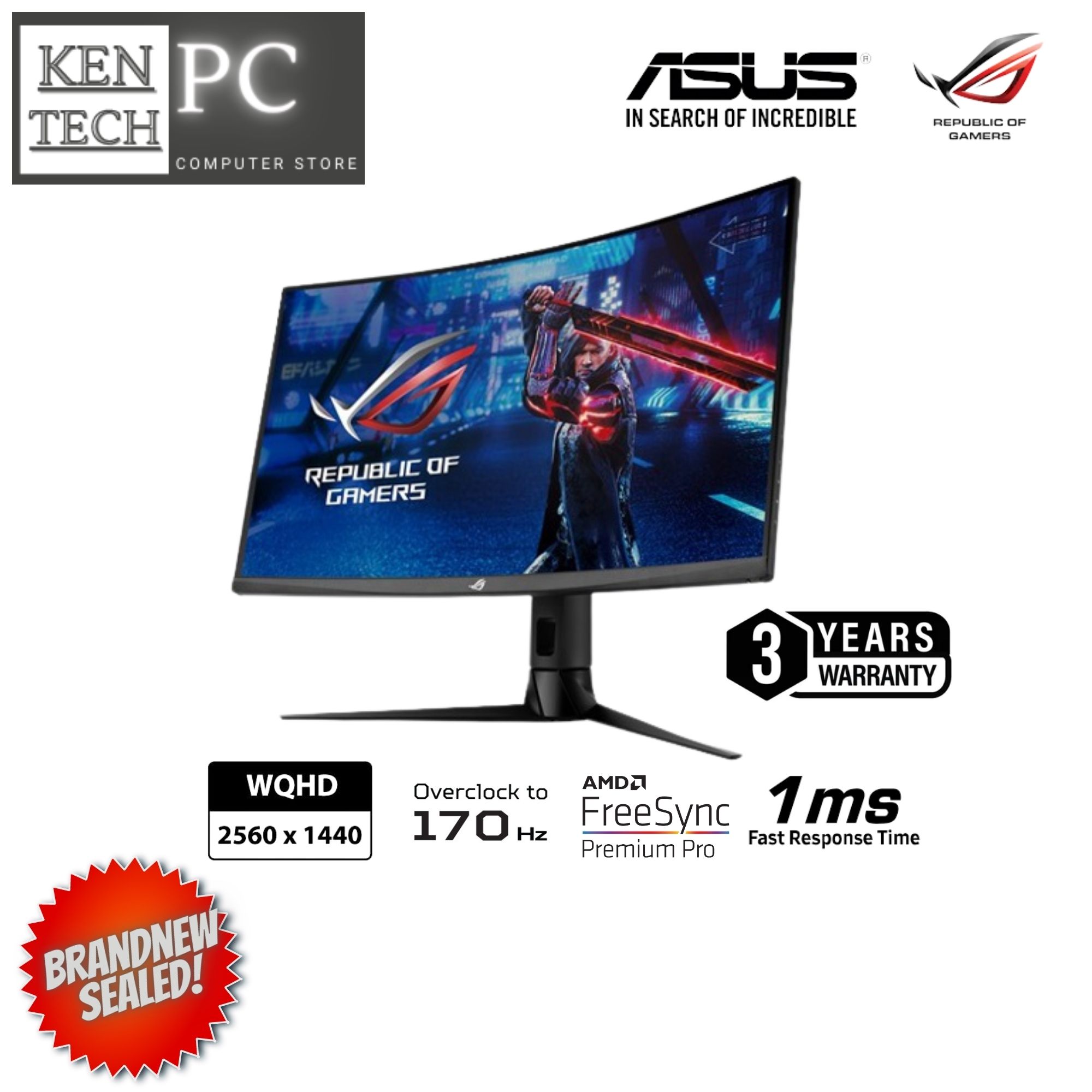 ASUS Curved Gaming Monitor 49 ROG Strix XG49VQ 144Hz Super Ultra-Wide ...