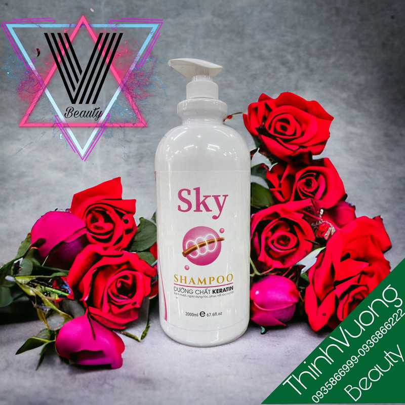 Gội xả 2000ml/ 2 lít keratin Sky