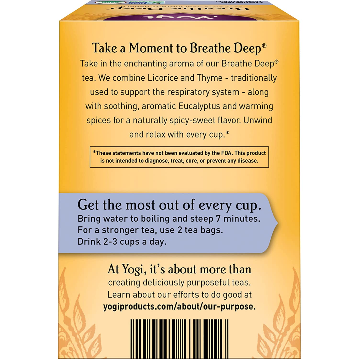 [Yogi Tea Breathe Deep] Trà Hữu Cơ Hỗ Trợ Sức Khỏe Đường Hô Hấp