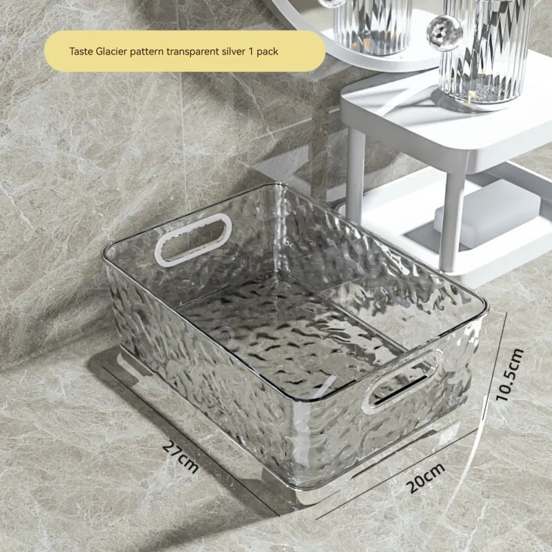 Desktop cosmetics storage box transparent basket Dormitory mask snacks sundry storage rack storage basket
